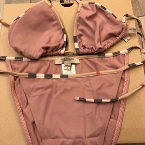 Burberry Pink Check Bikini size small